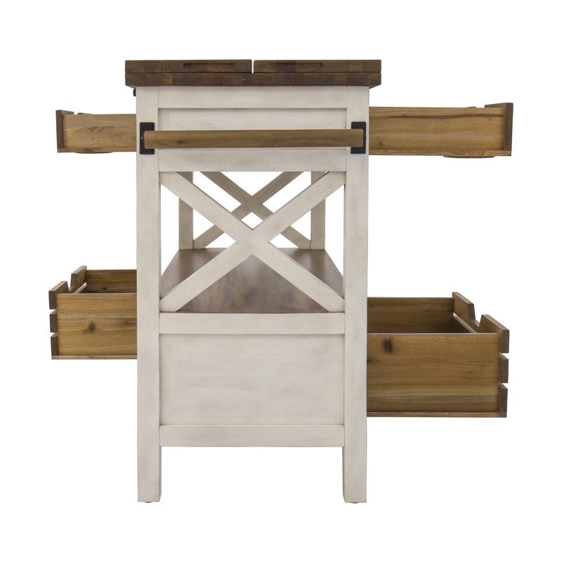 Yosemite Home Decor Cassidy Farmhouse Wood Kitchen Island in White