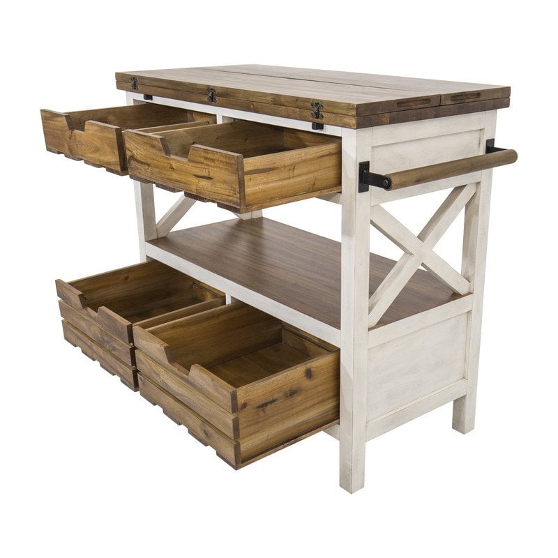 Yosemite Home Decor Cassidy Farmhouse Wood Kitchen Island in White