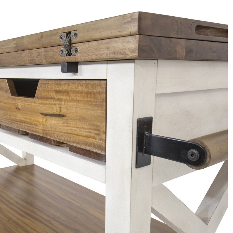Yosemite Home Decor Cassidy Farmhouse Wood Kitchen Island in White