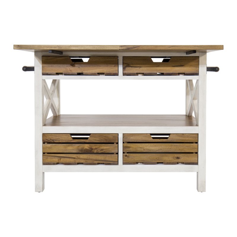 Yosemite Home Decor Cassidy Farmhouse Wood Kitchen Island in White