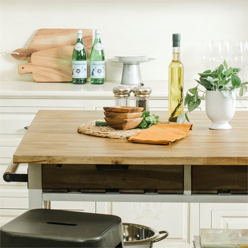 Yosemite Home Decor Cassidy Farmhouse Wood Kitchen Island in White