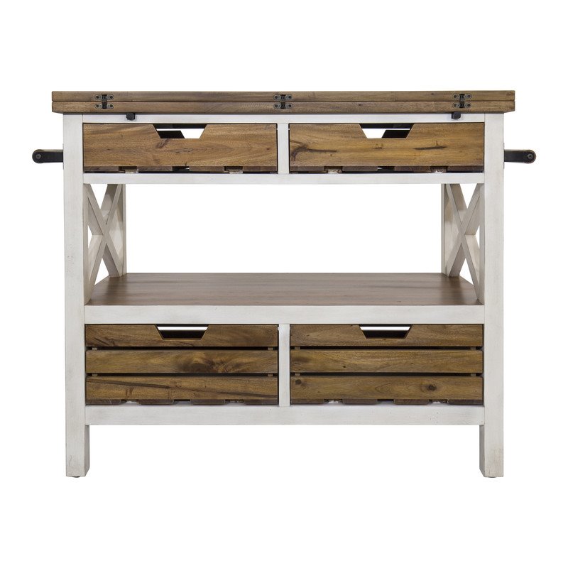 Yosemite Home Decor Cassidy Farmhouse Wood Kitchen Island in White