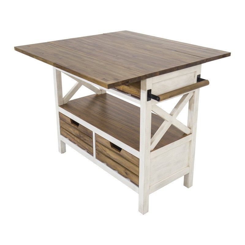 Yosemite Home Decor Cassidy Farmhouse Wood Kitchen Island in White