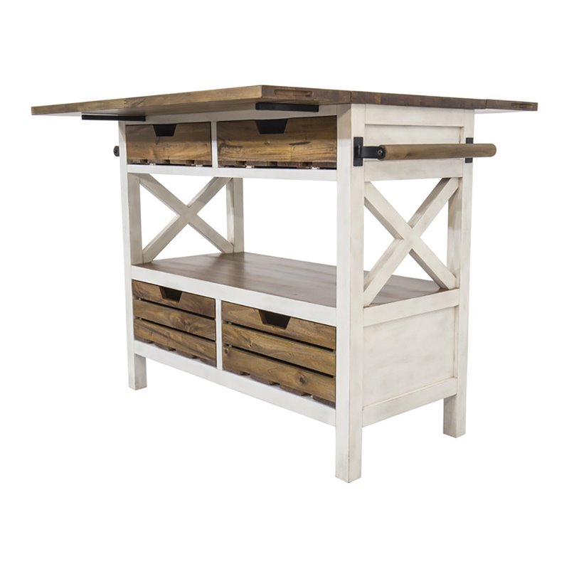 Yosemite Home Decor Cassidy Farmhouse Wood Kitchen Island in White