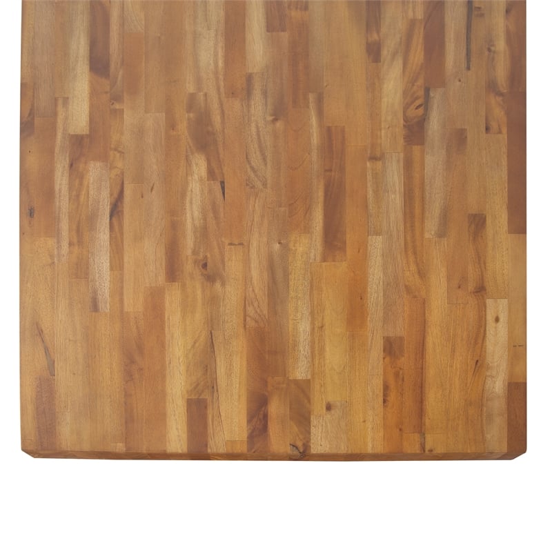 Yosemite Home Decor Wood Kitchen Island with Butcher Block Top in Brown