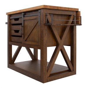 yosemite home decor wood kitchen island with butcher block top in brown