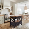 Yosemite Home Decor Cassidy Farmhouse Wood Kitchen Island in Black