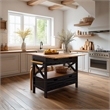 Yosemite Home Decor Cassidy Farmhouse Wood Kitchen Island in Black