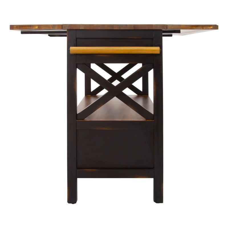 Yosemite Home Decor Cassidy Farmhouse Wood Kitchen Island in Black