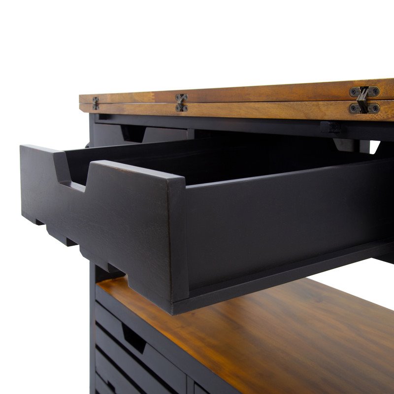 Yosemite Home Decor Cassidy Farmhouse Wood Kitchen Island in Black
