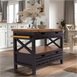 Yosemite Home Decor Cassidy Farmhouse Wood Kitchen Island in Black