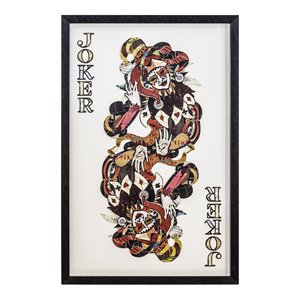 Yosemite Home Decor &quotJoker&quot 3D Collage Glass Framed Wall Art in Multi-Color