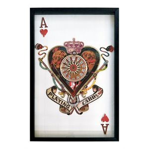 Yosemite Home Decor &quotAce of Hearts&quot Glass Framed Canvas Wall Art in Multi-Color