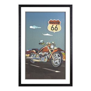 Yosemite Home Decor &quotMotorcycle on Route 66&quot Glass Wall Art in Multi-Color