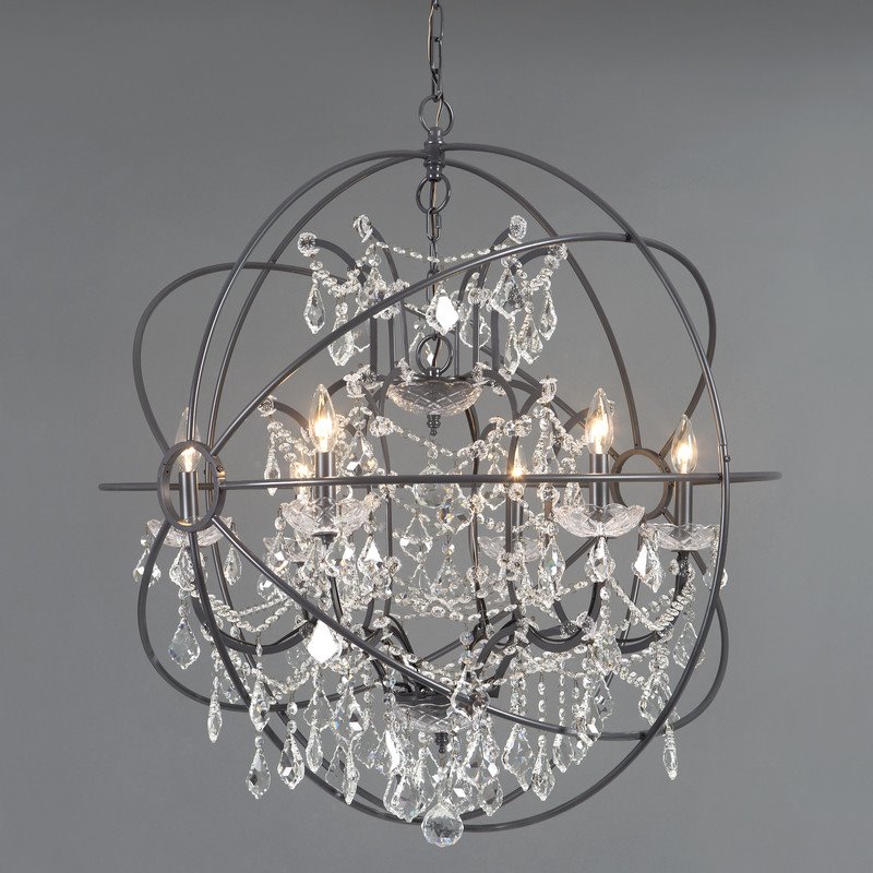 Yosemite Home Decor Contessa 6-Light Metal Chandelier in Matte Black