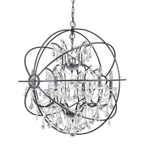 Yosemite Home Decor Contessa 6-Light Metal Chandelier in Matte Black