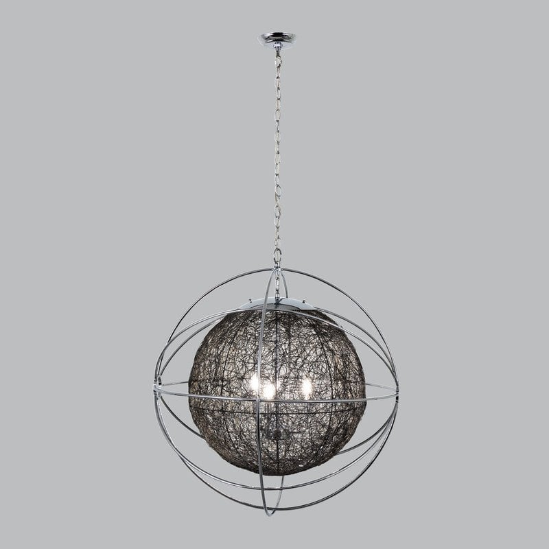Yosemite Home Decor Orbs Nest 3-Light Modern Aluminum Chandelier in Silver
