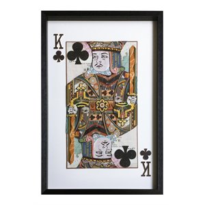 Yosemite Home Decor &quotKing of Clubs&quot Glass Framed 3D Wall Art in Multi-Color