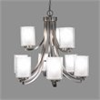 Yosemite Home Decor 9-Light Metal Chandelier with Frosted Glass Shade in Nickel
