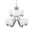 Yosemite Home Decor 9-Light Metal Chandelier with Frosted Glass Shade in Nickel