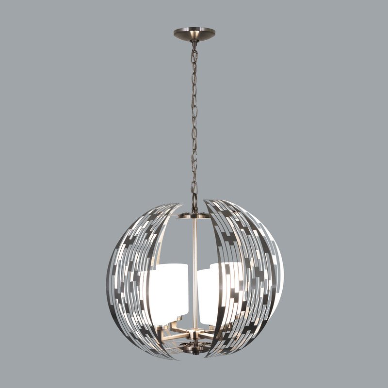 Yosemite Home Decor Orbs Symie 4-Light Metal/Glass Chandelier in Nickel/White