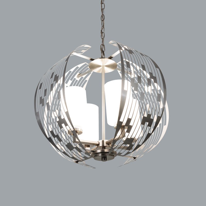 Yosemite Home Decor Orbs Symie 4-Light Metal/Glass Chandelier in Nickel/White