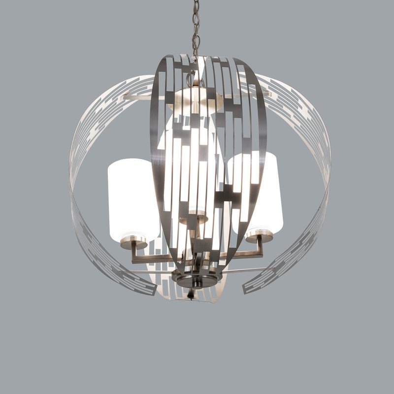 Yosemite Home Decor Orbs Symie 4-Light Metal/Glass Chandelier in Nickel/White