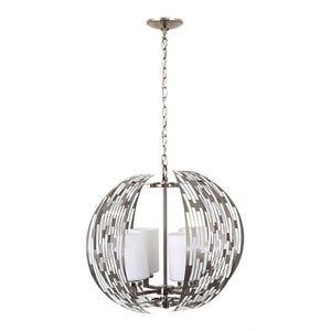 Yosemite Home Decor Orbs Symie 4-Light Metal/Glass Chandelier in Nickel/White