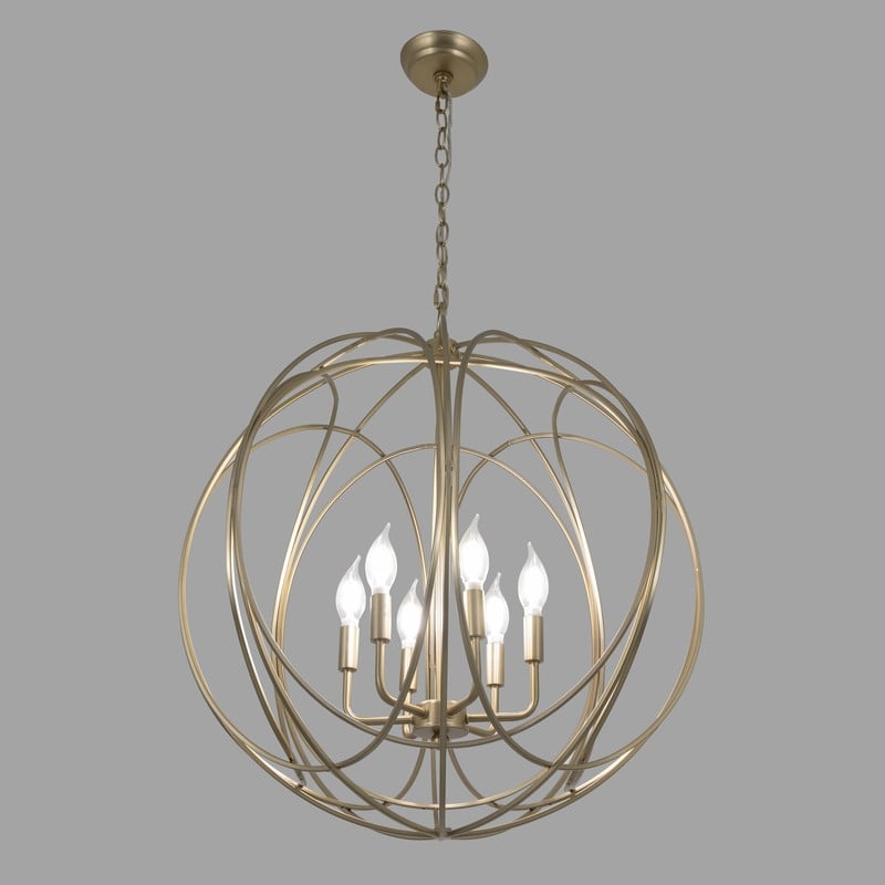 Yosemite Home Decor 6-Light Modern Stainless Steel Chandelier in Brass