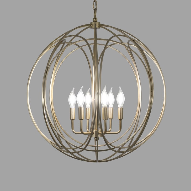 Yosemite Home Decor 6-Light Modern Stainless Steel Chandelier in Brass