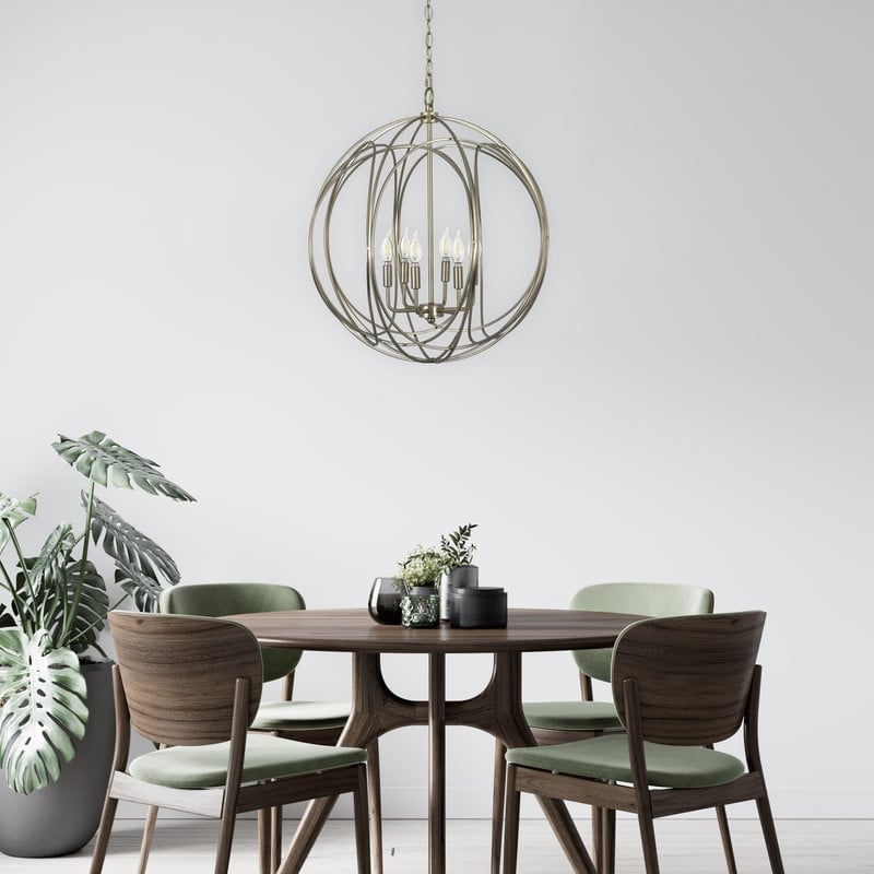 Yosemite Home Decor 6-Light Modern Stainless Steel Chandelier in Brass