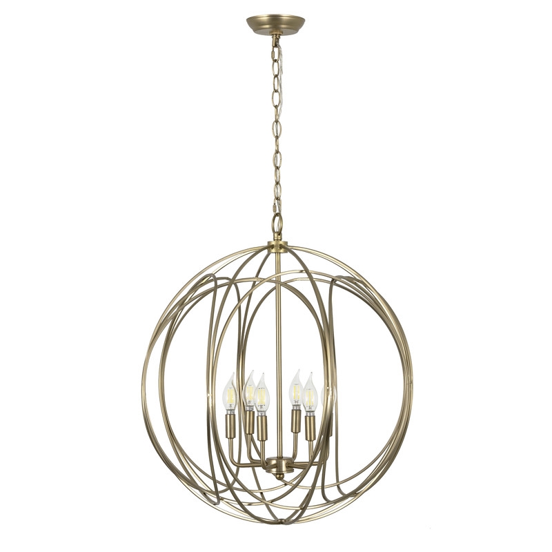 Yosemite Home Decor 6-Light Modern Stainless Steel Chandelier in Brass