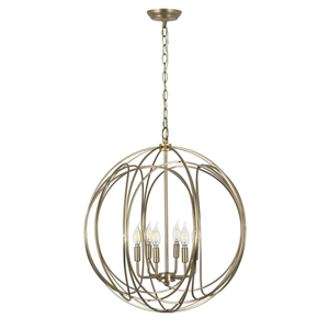 Yosemite Home Decor 6-Light Modern Stainless Steel Chandelier in Brass