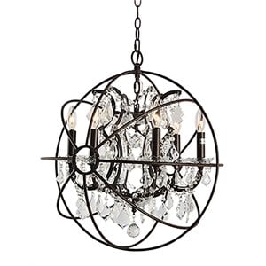 Yosemite Home Decor Orbs 6-Light Metal/Crystal Chandelier in Rustic Brown