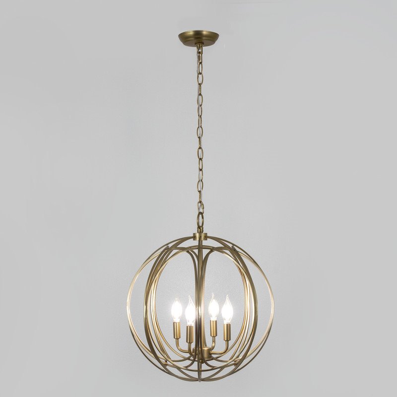 Yosemite Home Decor 4-Light Modern Metal Chandelier in Satin Brass