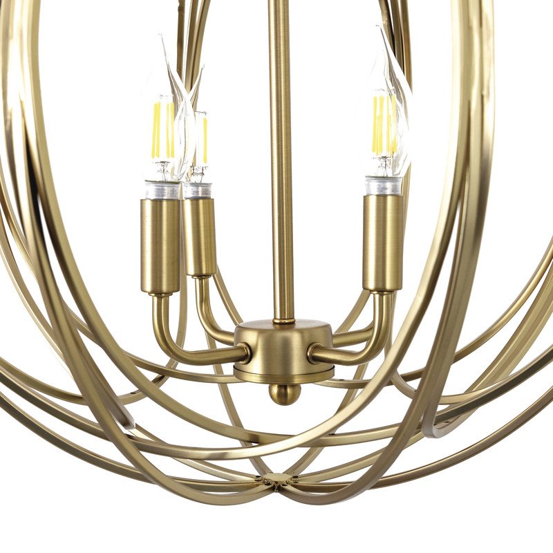 Yosemite Home Decor 4-Light Modern Metal Chandelier in Satin Brass