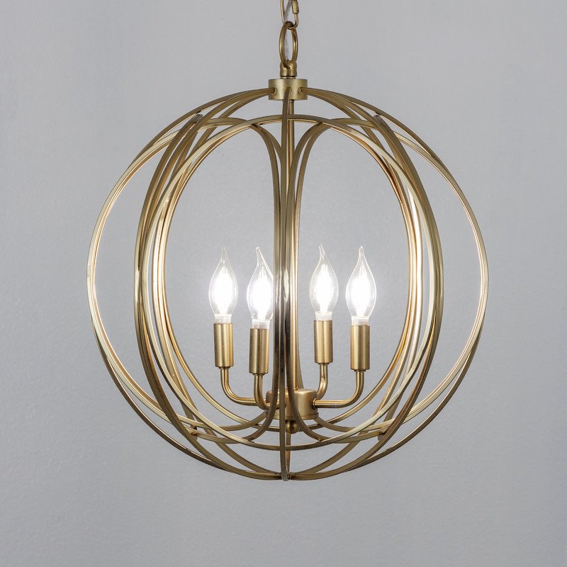 Yosemite Home Decor 4-Light Modern Metal Chandelier in Satin Brass
