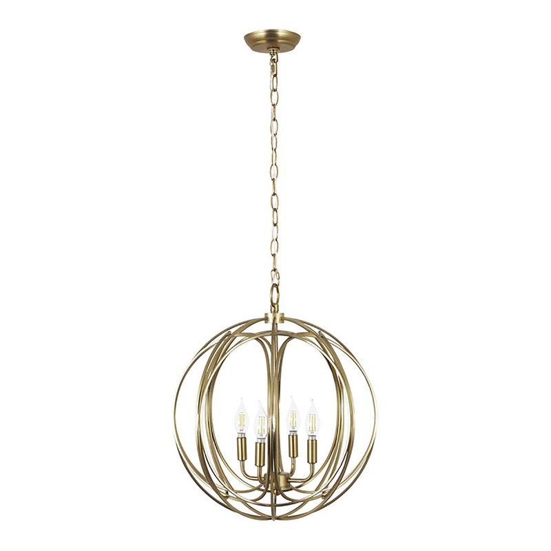 Yosemite Home Decor 4-Light Modern Metal Chandelier in Satin Brass