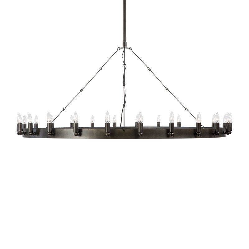 Yosemite Home Decor Farrington 24-Light Raw Iron Metal Chandelier in Gray