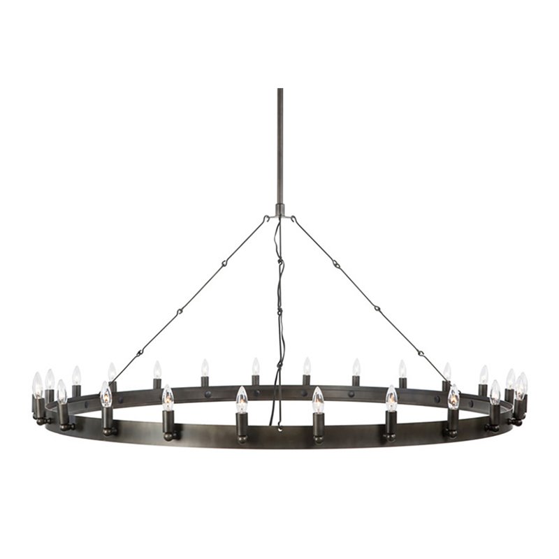 Yosemite Home Decor Farrington 24-Light Raw Iron Metal Chandelier in Gray