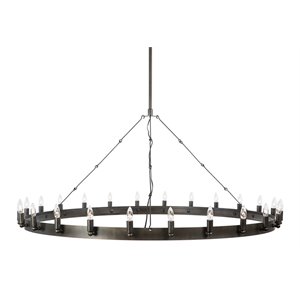 Yosemite Home Decor Farrington 24-Light Raw Iron Metal Chandelier in Gray