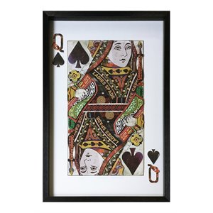 Yosemite Home Decor &quotQueen of Spades&quot Glass Framed 3D Wall Art in Multi-Color