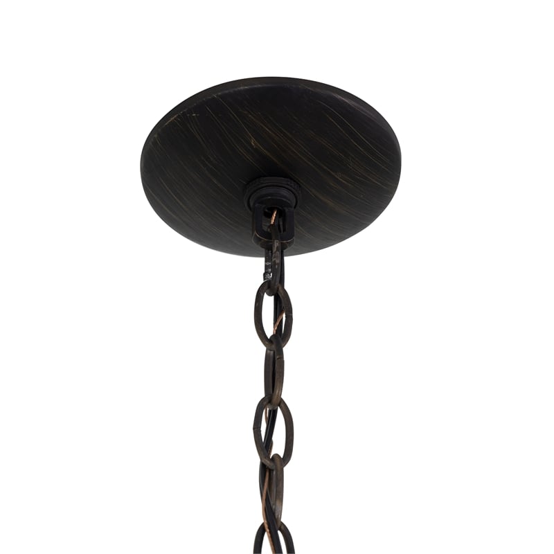 Yosemite Home Decor Mitchell Peak 5-Light Glass Hanging Chandelier in Bronze
