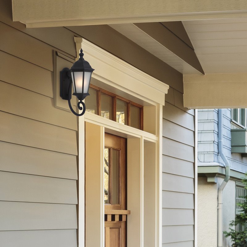 Yosemite Home Decor Brielle 1-Light Glass Outdoor Wall Lantern Sconce in Black