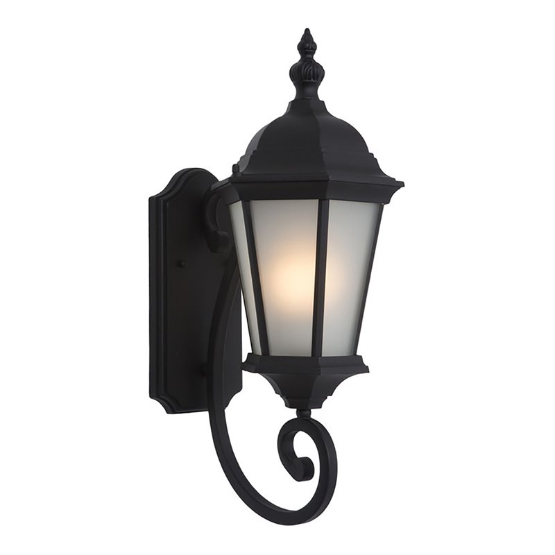 Yosemite Home Decor Brielle 1-Light Glass Outdoor Wall Lantern Sconce in Black