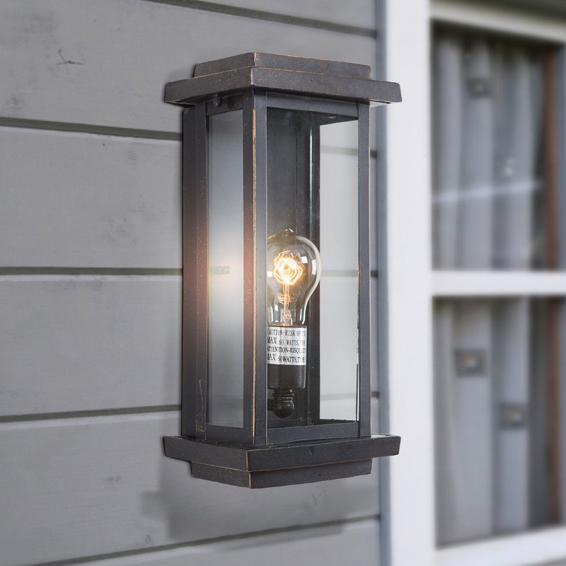 Yosemite Home Decor Ashlan 1-Light Stainless Steel Wall Lantern Sconce in Bronze