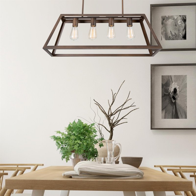 Yosemite Home Decor Skyline Ridge 4-Light Metal Frame Island Light in Bronze