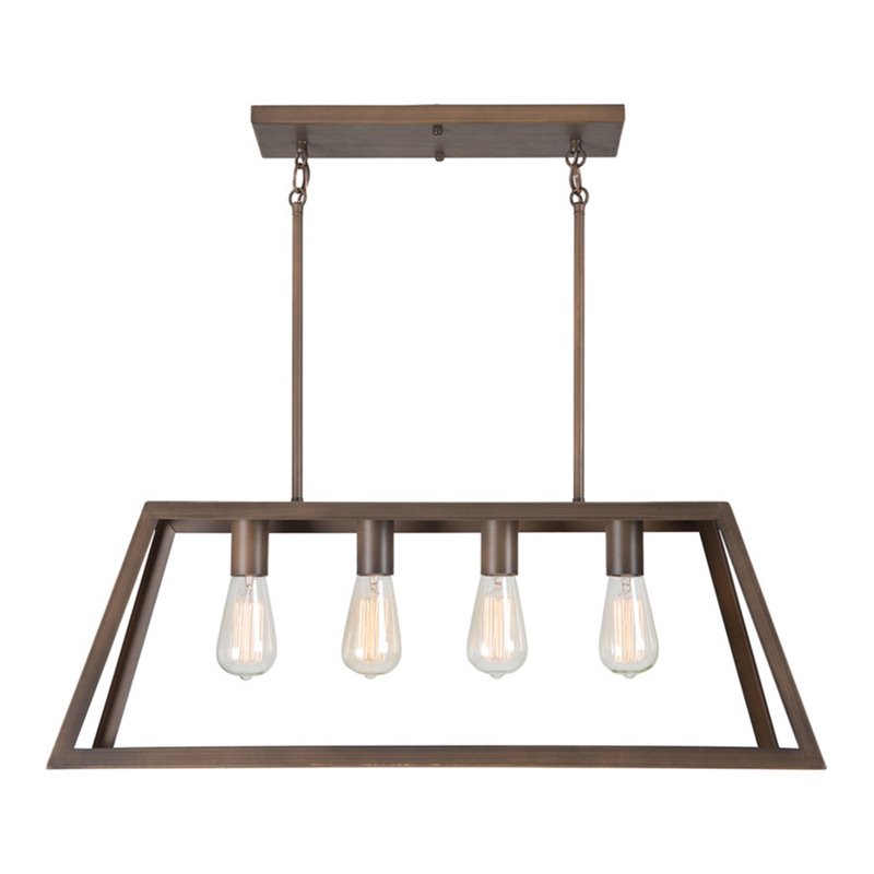 Yosemite Home Decor Skyline Ridge 4-Light Metal Frame Island Light in Bronze