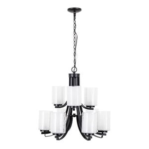 Yosemite Home Decor 9-Light Modern Classic Glass Chandelier in Oil Rubbed Bronze