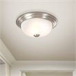 Yosemite Home Decor 1-Light Glass Flush Mount Lighting in Nickel/White